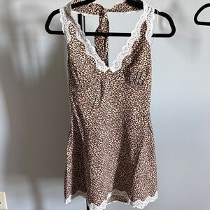 Frankie's Bikinis Leopard Print Slip Dress - Tan and Black
